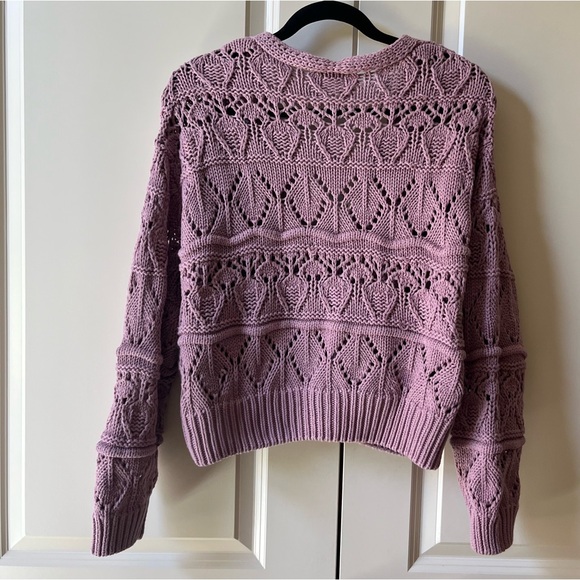 NWOT Lascana Pearl Button Crochet Cardigan Sweater in Mauve size 8-10 - Picture 7 of 13